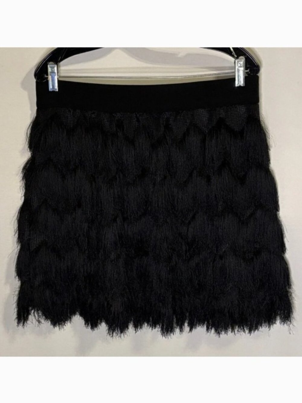 Banana Republic Black Fringe Stretch Skirt Size Petite Large